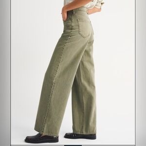 Abercrombie And Fitch High Rise Wide Leg Olive Jean